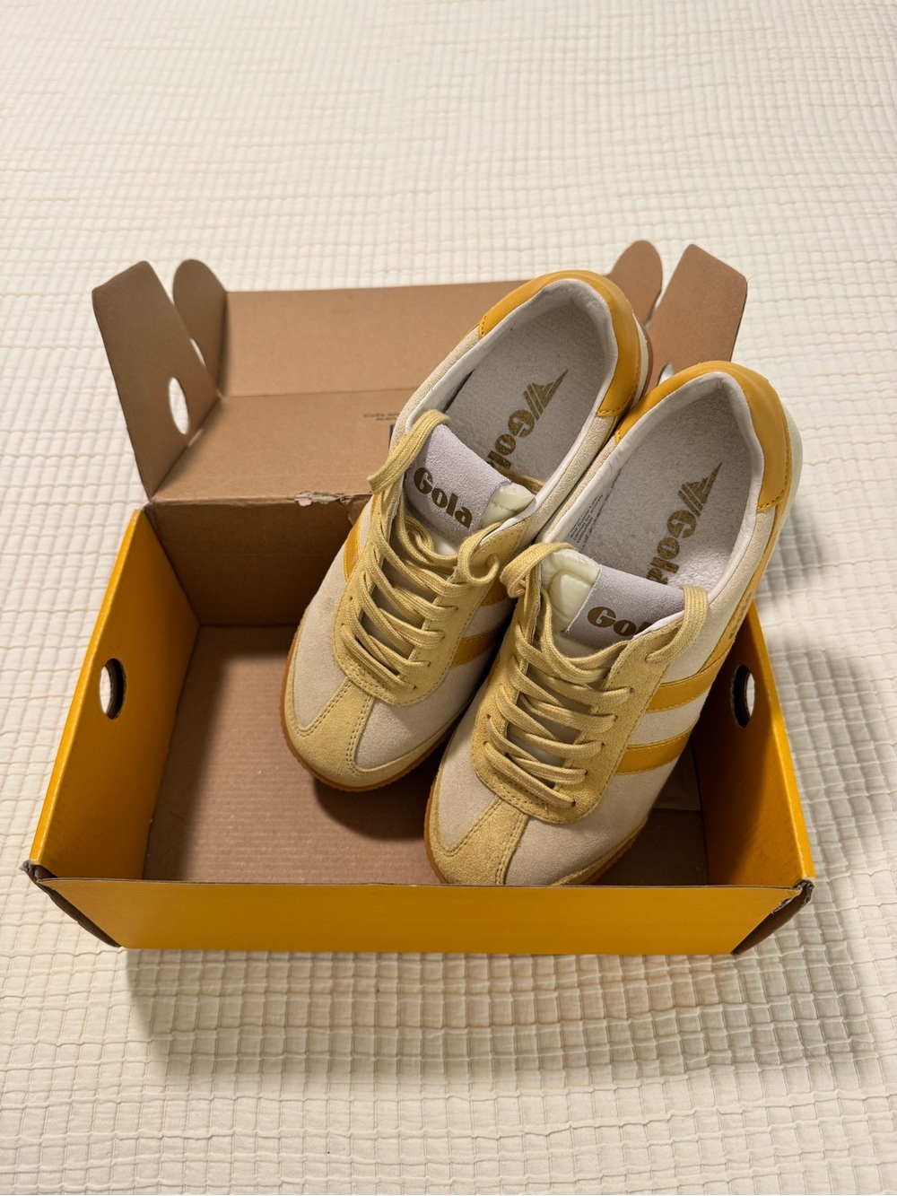 Gola Low-Top Sneakers in Mustard Yellow and Cream Never Worn
